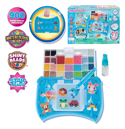 Aquabeads Kreativstudio Startset - Komplett pysselset med 900 färgglada pärlor och pop-up skaparbord för omedelbar pysselglädje