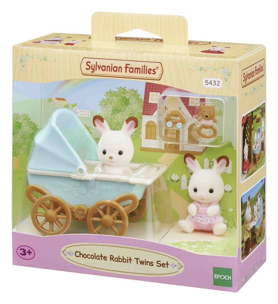 Sylvanian Families: Chokladkanin Tvillingar med Barnvagn Set
