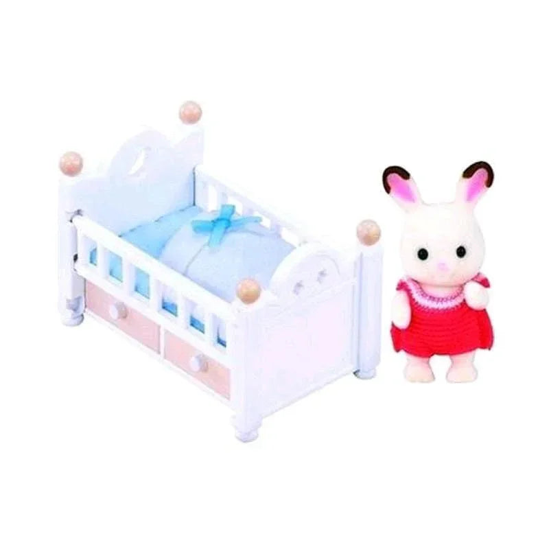 Sylvanian Families: Chokladkanin Baby med Spjälsäng Figur 5 cm Epoch Toys