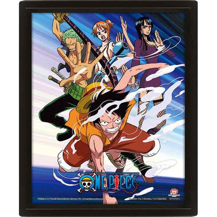 One Piece 3D Lentikulär Poster Straw Hat Pirates Attack 26 x 20 cm