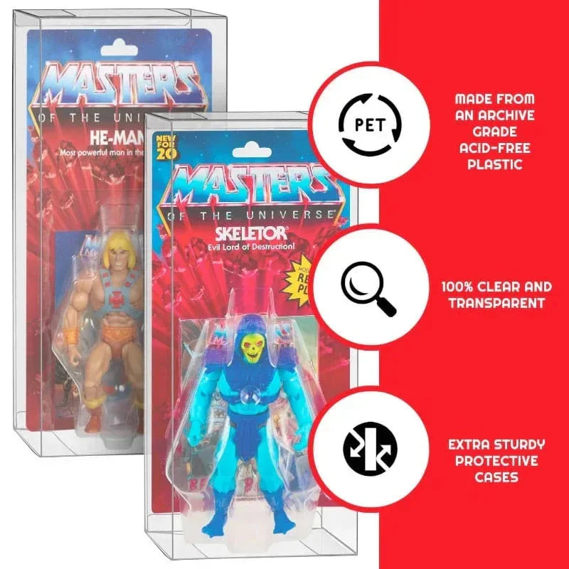 PET Protectors 10-Pack för Masters of the Universe Origins Power Posing (Carded) Box Figures Evoretro