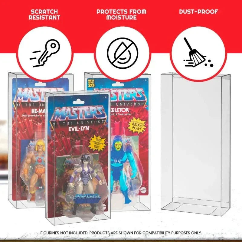 PET Protectors 10-Pack för Masters of the Universe Origins Power Posing (Carded) Box Figures Evoretro