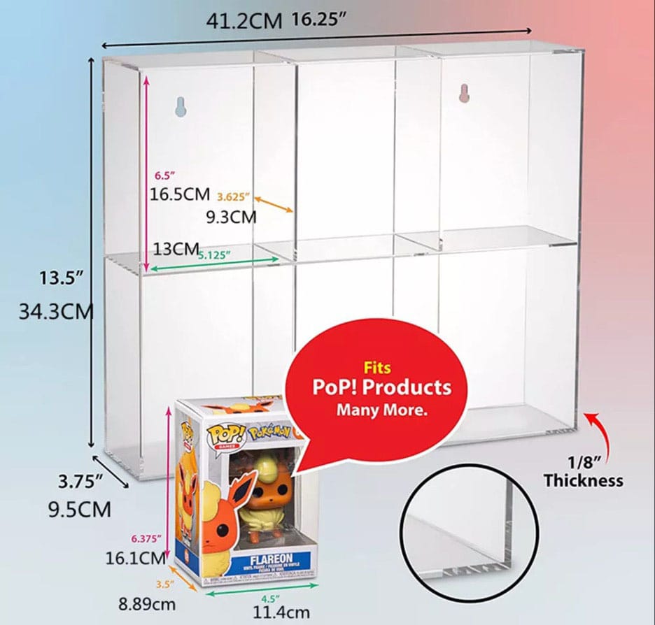 Evoretro Akryl Display Case för 6 Funko Pops Evoretro