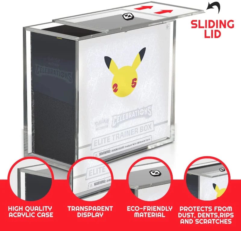 Evoretro Acrylic Display Case för Booster Boxes / Elite Trainer Boxes Ver. 2 med Glidande Lock Evoretro
