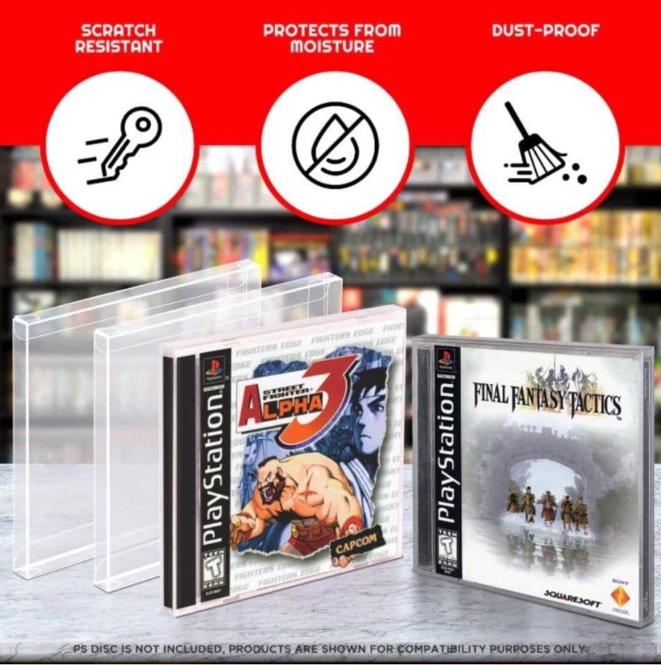 PET Skyddare 25-Pack för PS1/Single CD/Dreamcast (Jewel Case) Spel