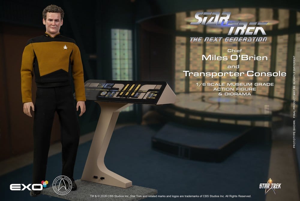 Star Trek: The Next Generation Actionfigur i skala 1/6, Chief Miles O'Brien med Transportörskonsol, 30 cm