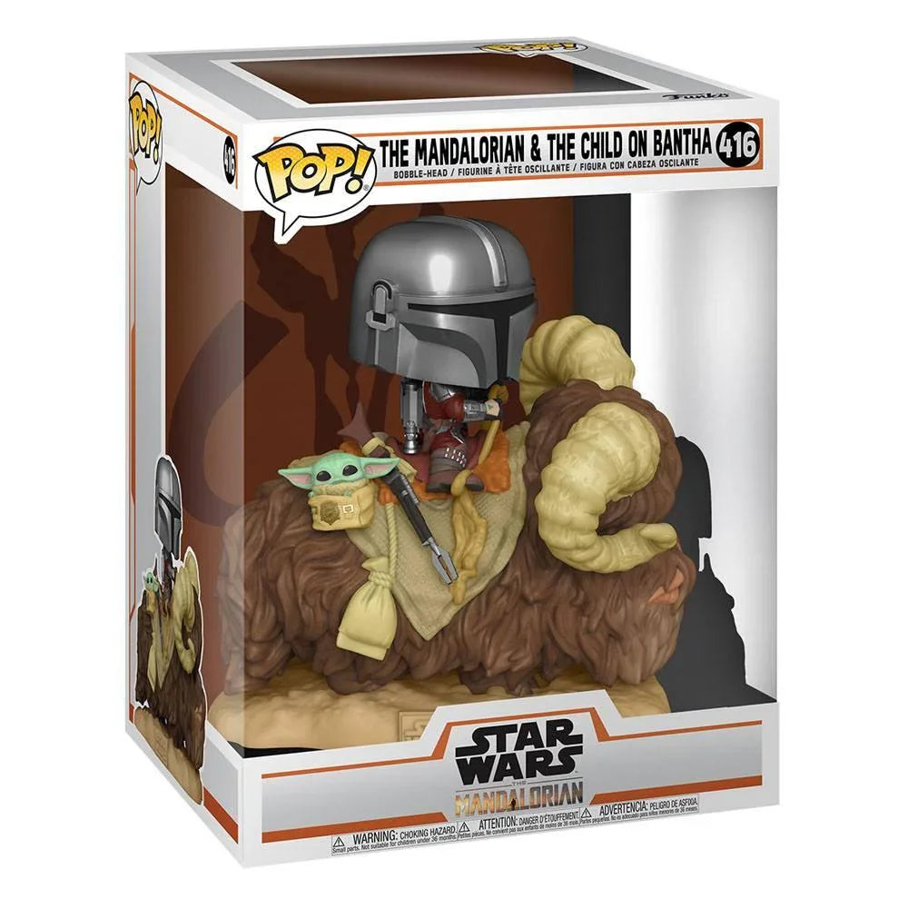Star Wars The Mandalorian POP! Deluxe Figur The Mandalorian på Wantha med Barn i Väska 9 cm Funko