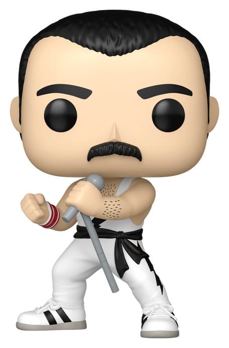 Queen POP! Rocks-figur Freddie Mercury (vit linne) 9 cm