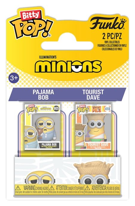 Minions Bitty POP! Figurer 2-Pack Pyjamas-Bob & Turist-Dave 2 cm