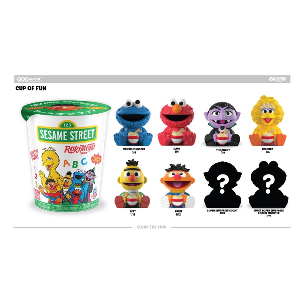 Sesame Street Rokimoto Kopp av Rolighet Blind Box Figurer 10 cm Vågor 1 Display (12) Funmaker Inc.