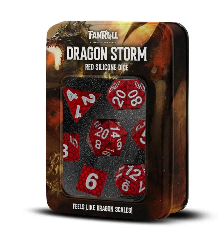 Dragon Storm Sharp Edge Silikon Tärningsset Röd Drakeskal (7) FanRoll