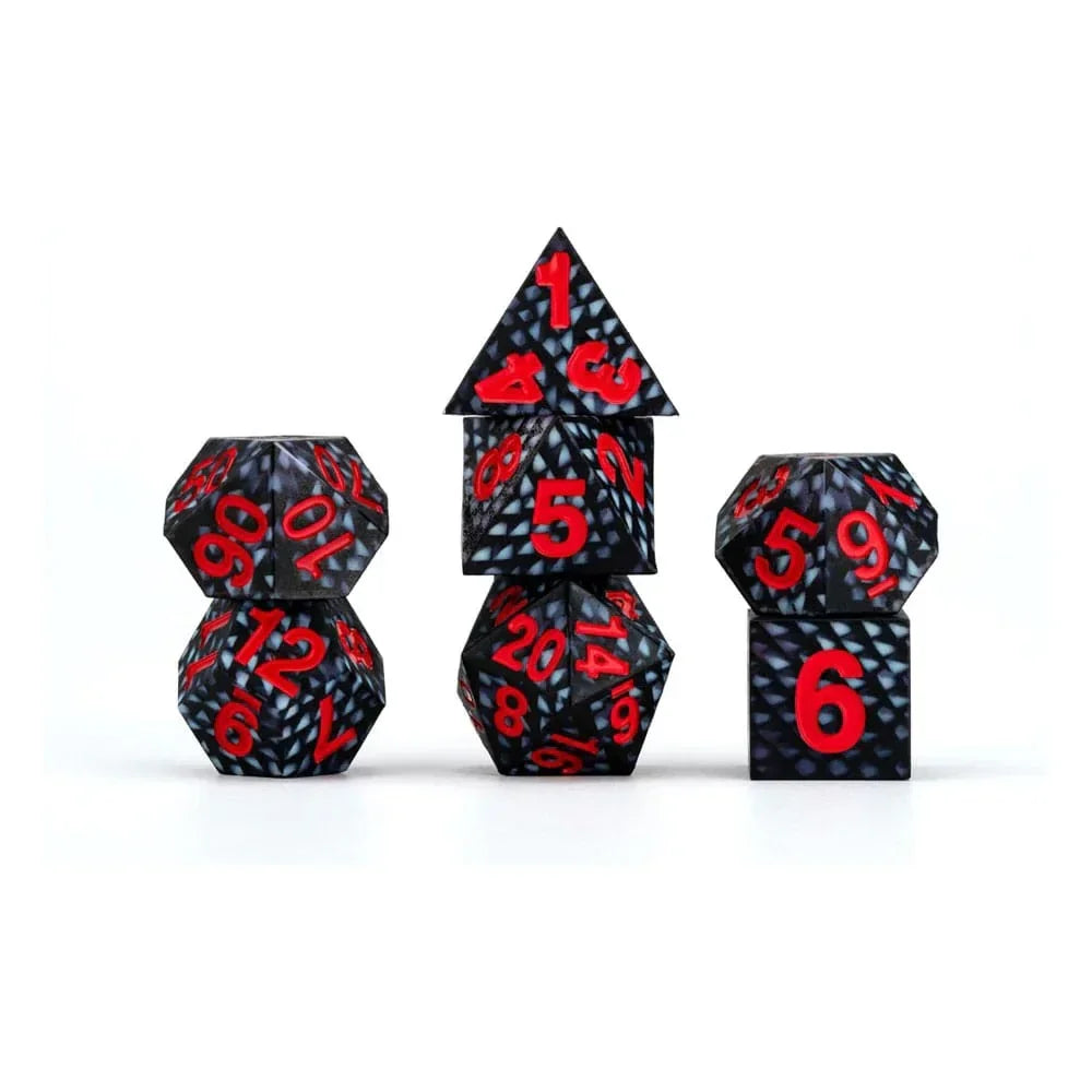 Dragon Storm Sharp Edge Silicone Dice Set - Black Dragon Scale (7)