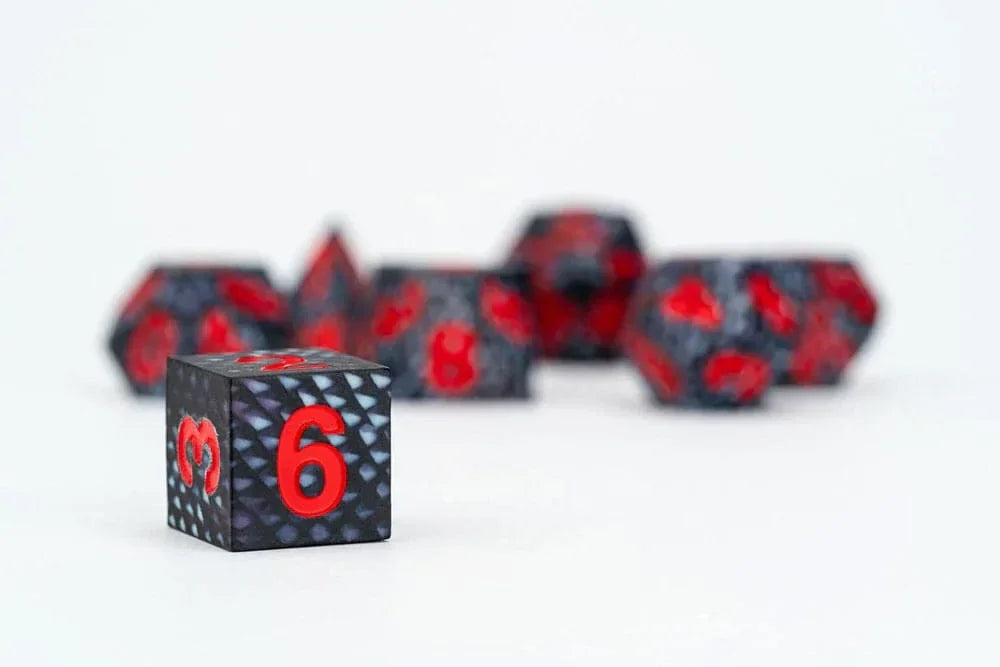 Dragon Storm Sharp Edge Silicone Dice Set - Svart Drakskala (7) FanRoll