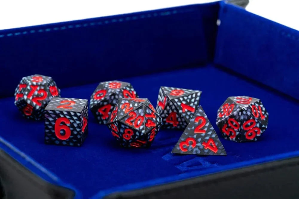 Dragon Storm Sharp Edge Silicone Dice Set - Svart Drakskala (7) FanRoll
