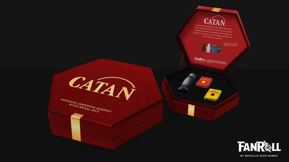 Catan Upgrade Dice Set Robber & Metal: Hematite FanRoll