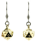 Lair Wear Dice Earrings D20 Gold Metal
