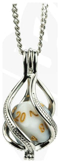 Lair Wear Caged Dice Necklace D20 Marble Black & White with Gold