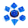 FanRoll Mini Dice Set Stardust Blue med Silver Numbers (7) FanRoll
