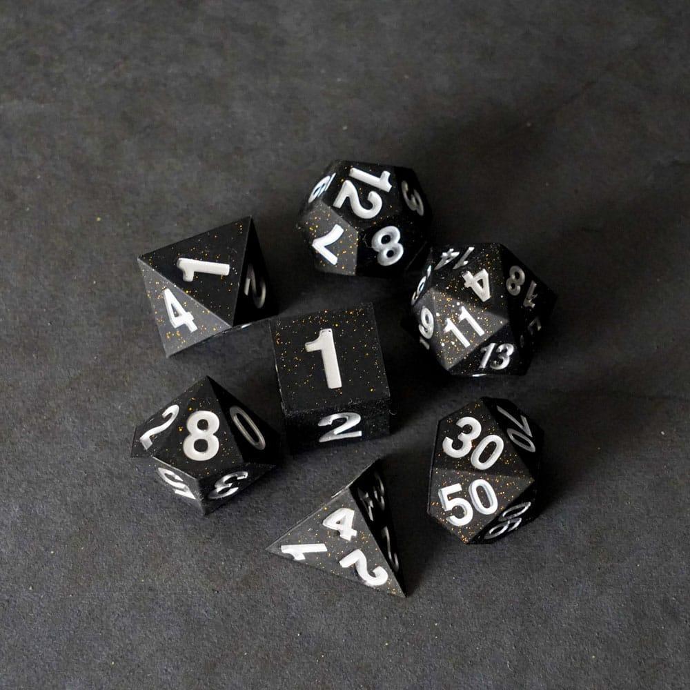 FanRoll Sharp Edge Silikon Tärningsset Guld Scatter (7) FanRoll