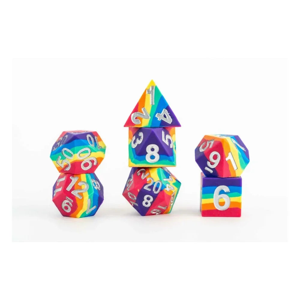 FanRoll Sharp Edge Silicone Dice Set Rainbow (7) FanRoll