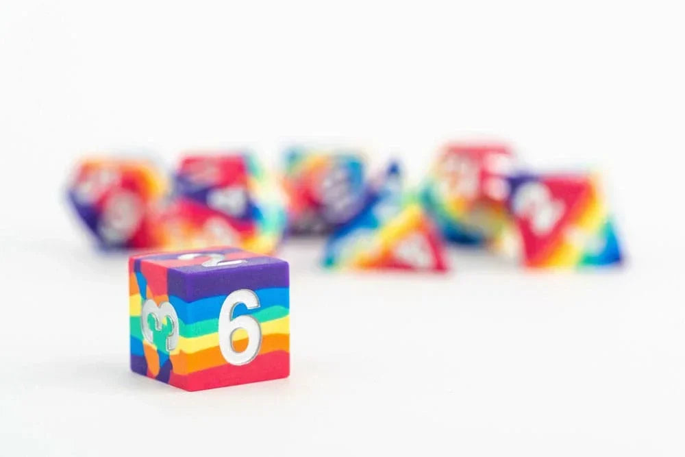 FanRoll Sharp Edge Silicone Dice Set Rainbow (7) FanRoll