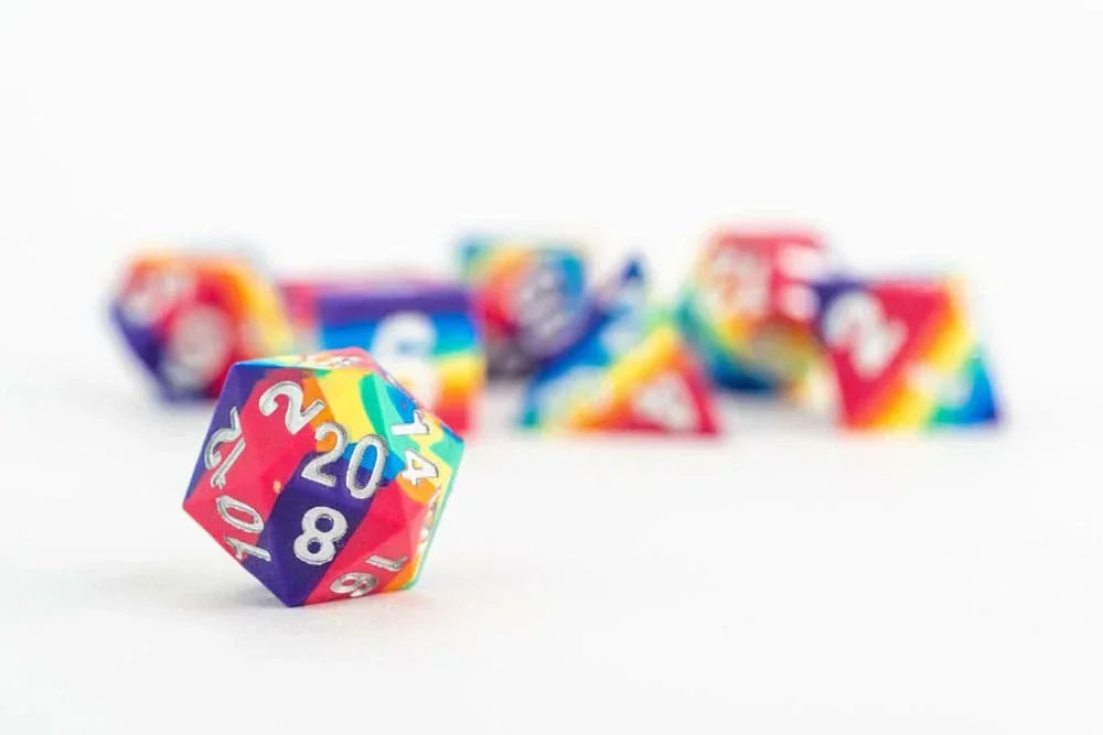 FanRoll Sharp Edge Silicone Dice Set Rainbow (7) FanRoll