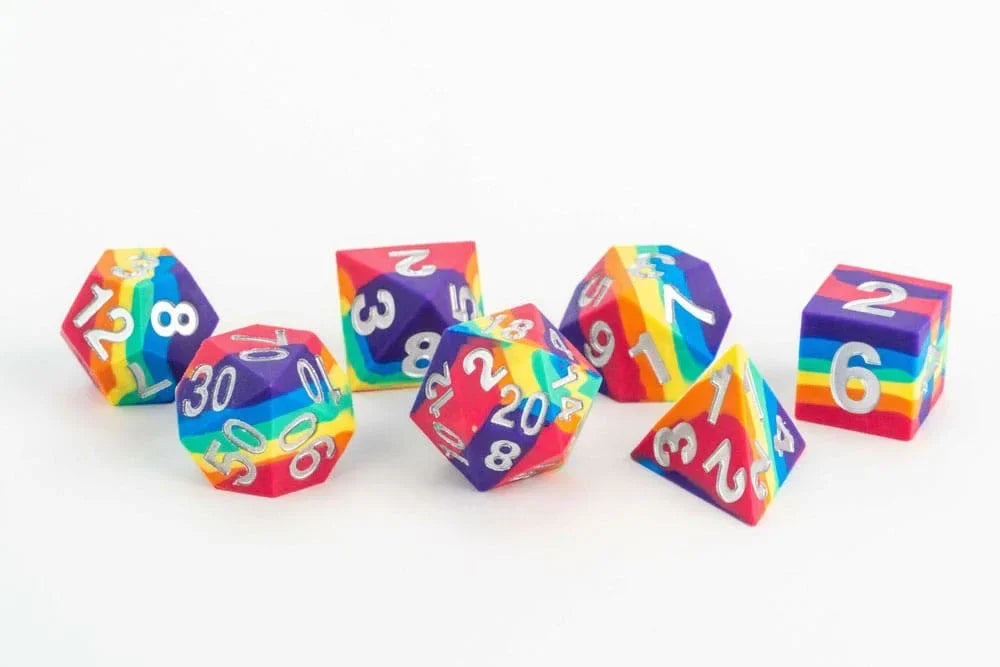 FanRoll Sharp Edge Silicone Dice Set Rainbow (7) FanRoll