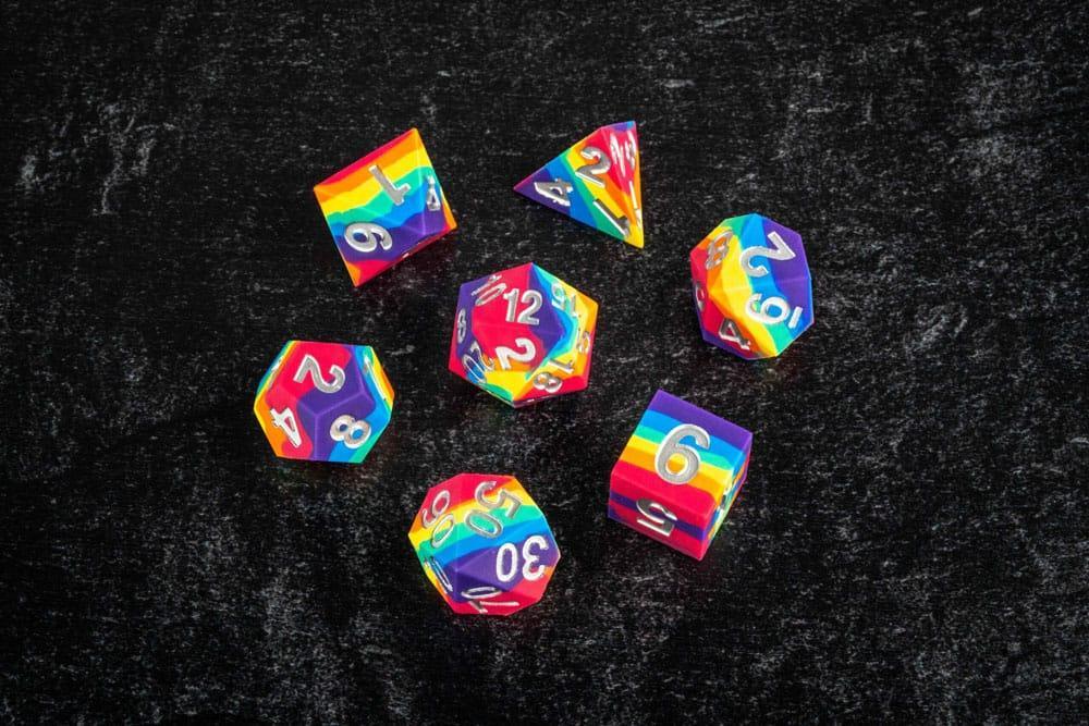 FanRoll Sharp Edge Silicone Dice Set Rainbow (7) FanRoll