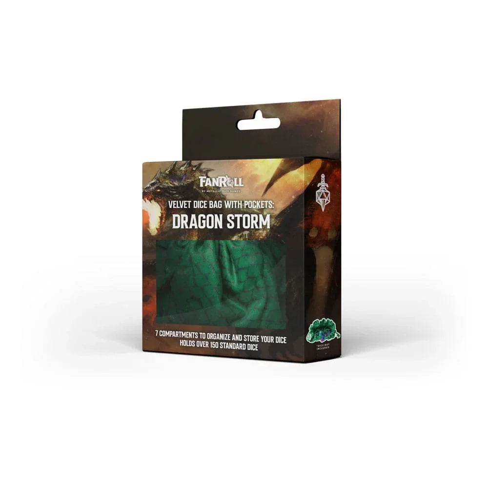 Dragon Storm Diceväska med Fack - Gröna Dragskala FanRoll