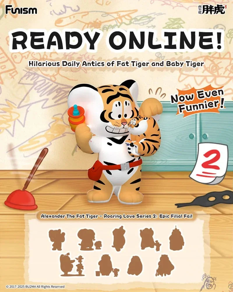 Alexander The Fat Tiger Mini Figures Roaring Love Series 2 - Samling av 8 Figurer Funism