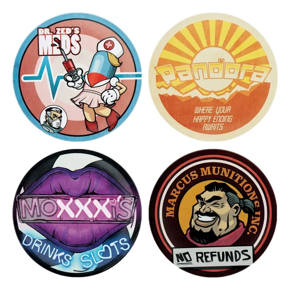 Borderlands Coaster 4-Pack - Metal Coasters med Korkbotten FaNaTtik