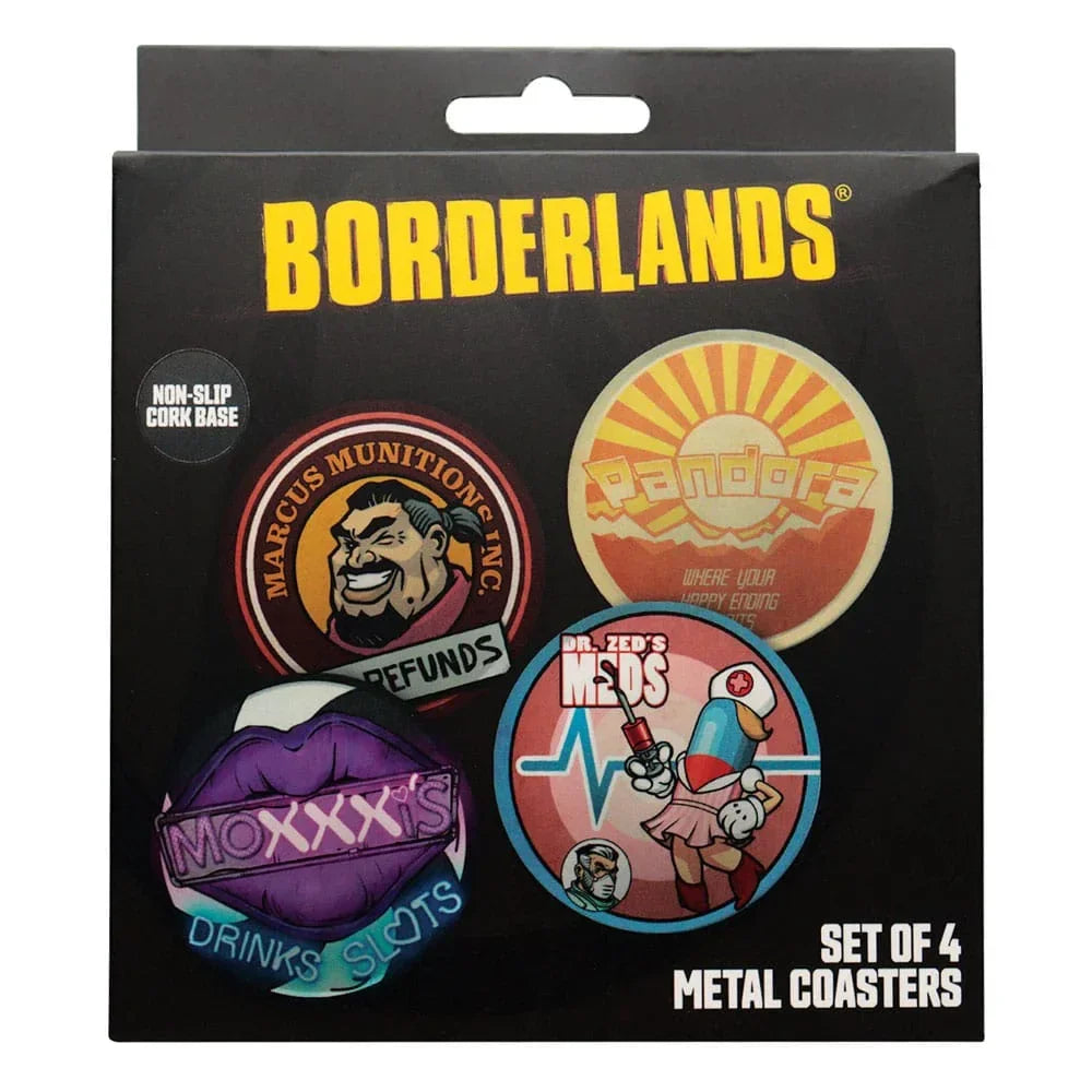 Borderlands Coaster 4-Pack - Metal Coasters med Korkbotten FaNaTtik