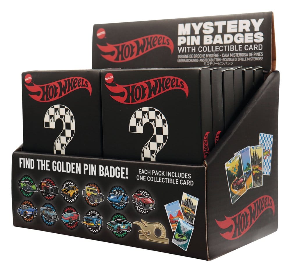 Hot Wheels Mystery Pinsamling i Blindbox med 12 Märken och Samlarkort