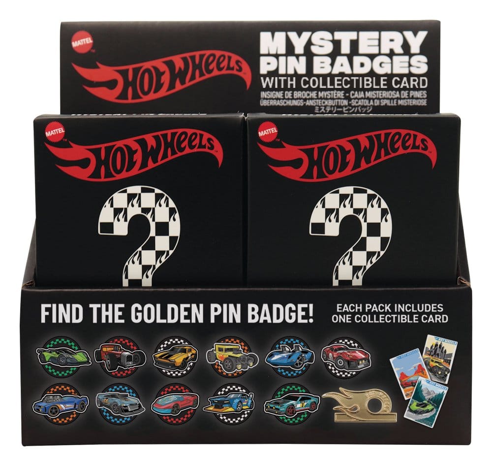 Hot Wheels Mystery Pinsamling i Blindbox med 12 Märken och Samlarkort