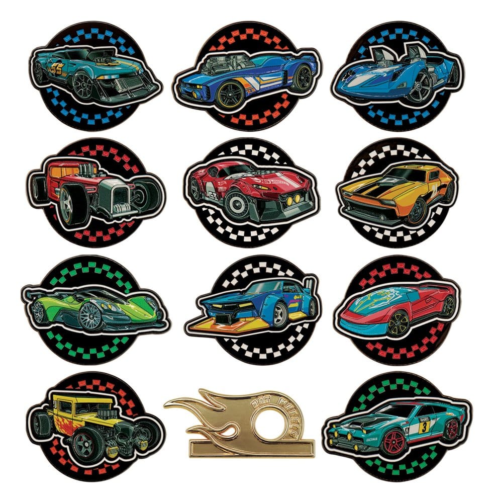 Hot Wheels Mystery Pinsamling i Blindbox med 12 Märken och Samlarkort