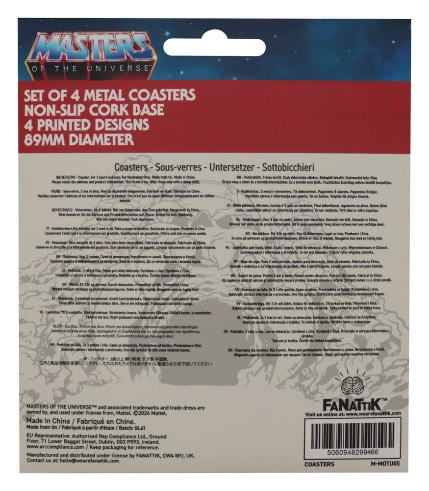 Masters of the Universe Underlägg 4-pack i metall med tryck