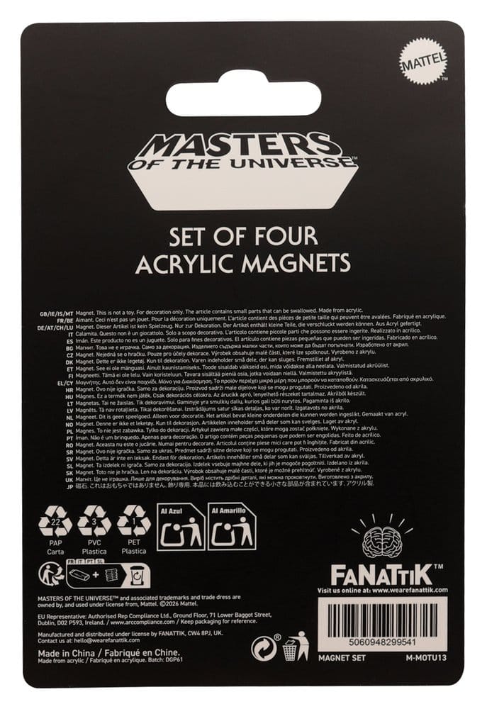 Masters of the Universe Magneter 4-Pack – He-Man™, Skeletor™, Beast Man™ och Orko™ i linjeteckningsstil