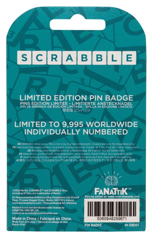 Scrabble-märkesnål Word Nerd Begränsad upplaga