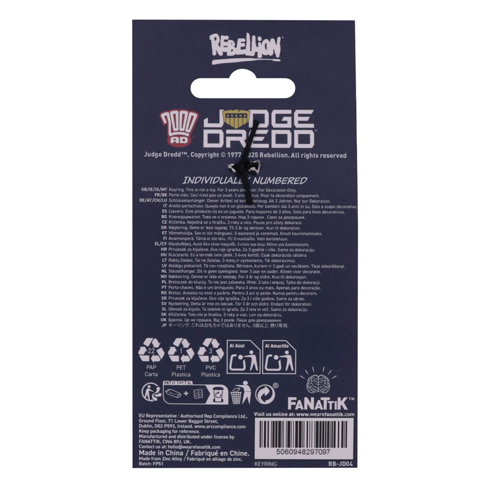 2000 AD Nyckelring Judge Dredd Badge Limited Edition FaNaTtik