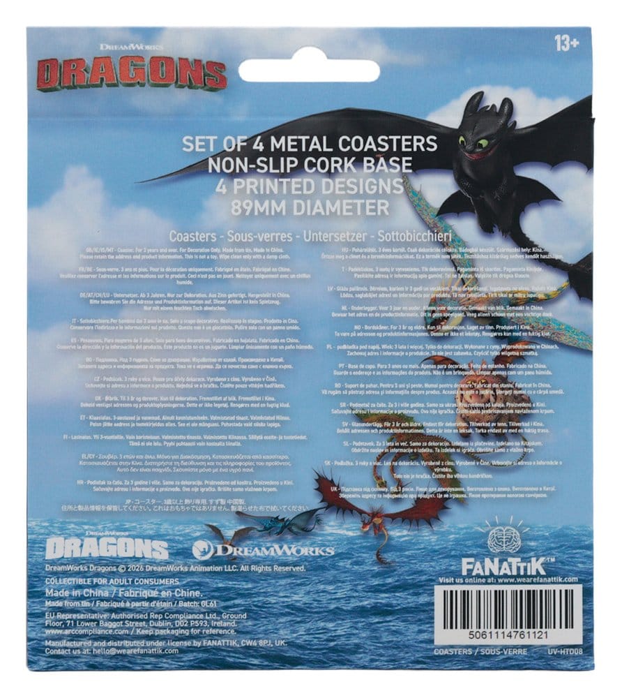 How to Train Your Dragon Coaster 4-Pack Dragon Printed Metal