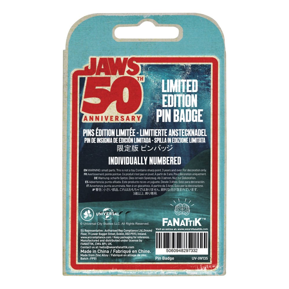 Jaws Pin Badge 50-årsjubileum Skepp i Flaska FaNaTtik