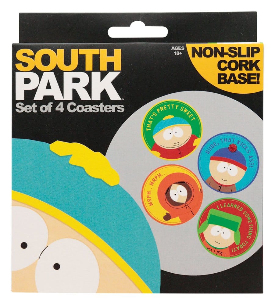 South Park Underlägg 4-Pack – Officiellt Licensierade Drinkunderlägg med Cartman, Stan, Kyle och Kenny