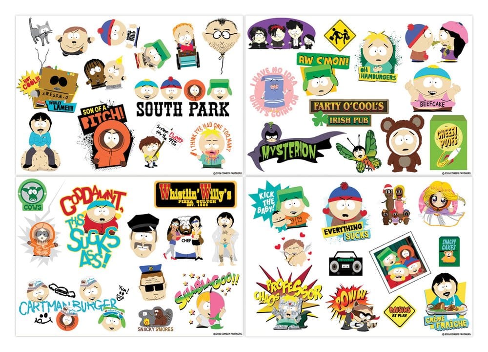 South Park Teknik Klistermärkeset – Fyra återanvändbara ark med officiellt licensierade dekaler