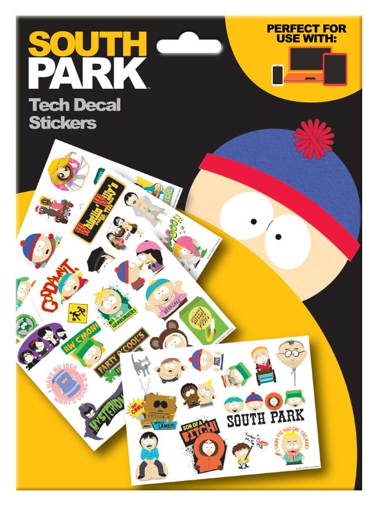 South Park Teknik Klistermärkeset – Fyra återanvändbara ark med officiellt licensierade dekaler