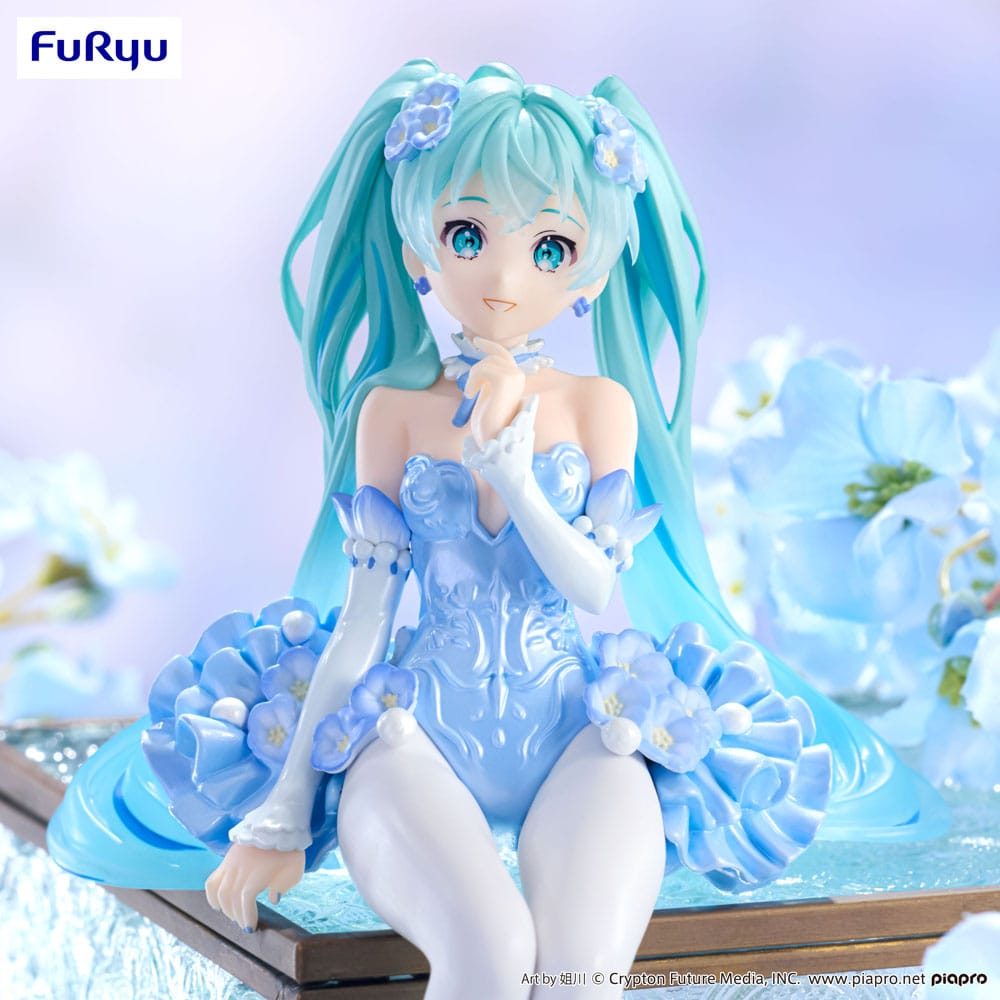 Hatsune Miku Noodle Stopper PVC Staty Blå Blomsterfe 15 cm Furyu