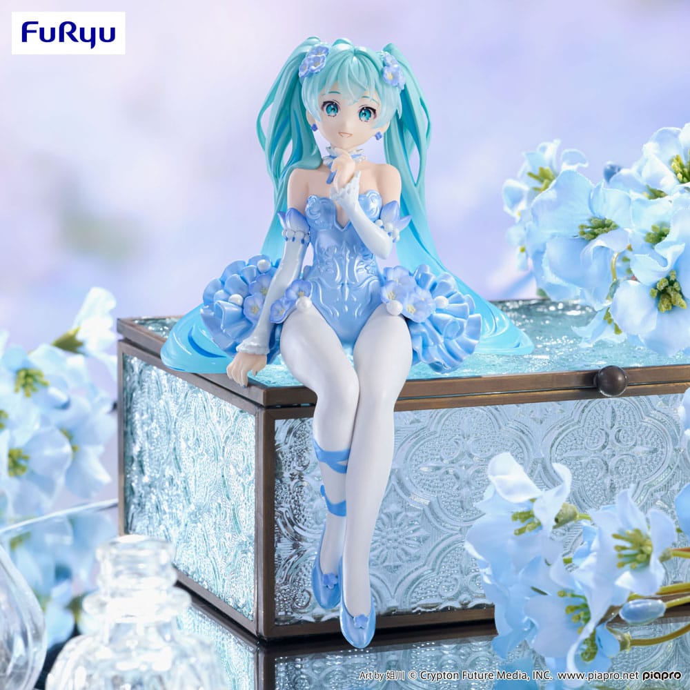 Hatsune Miku Noodle Stopper PVC Staty Blå Blomsterfe 15 cm Furyu