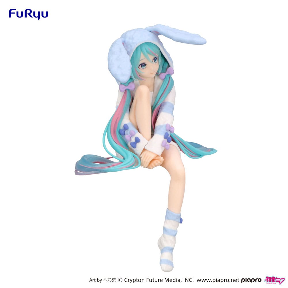 Hatsune Miku Noodle Stopper PVC Figur med Kaninöron i Blå Färg – 14 cm Furyu