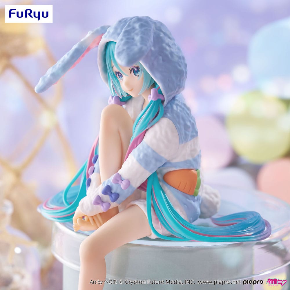 Hatsune Miku Noodle Stopper PVC Figur med Kaninöron i Blå Färg – 14 cm Furyu