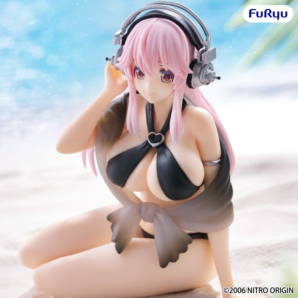 Super Sonico Noodle Stopper PVC Figure Super Sonico Swimsuit Black Color Ver. 10 cm
