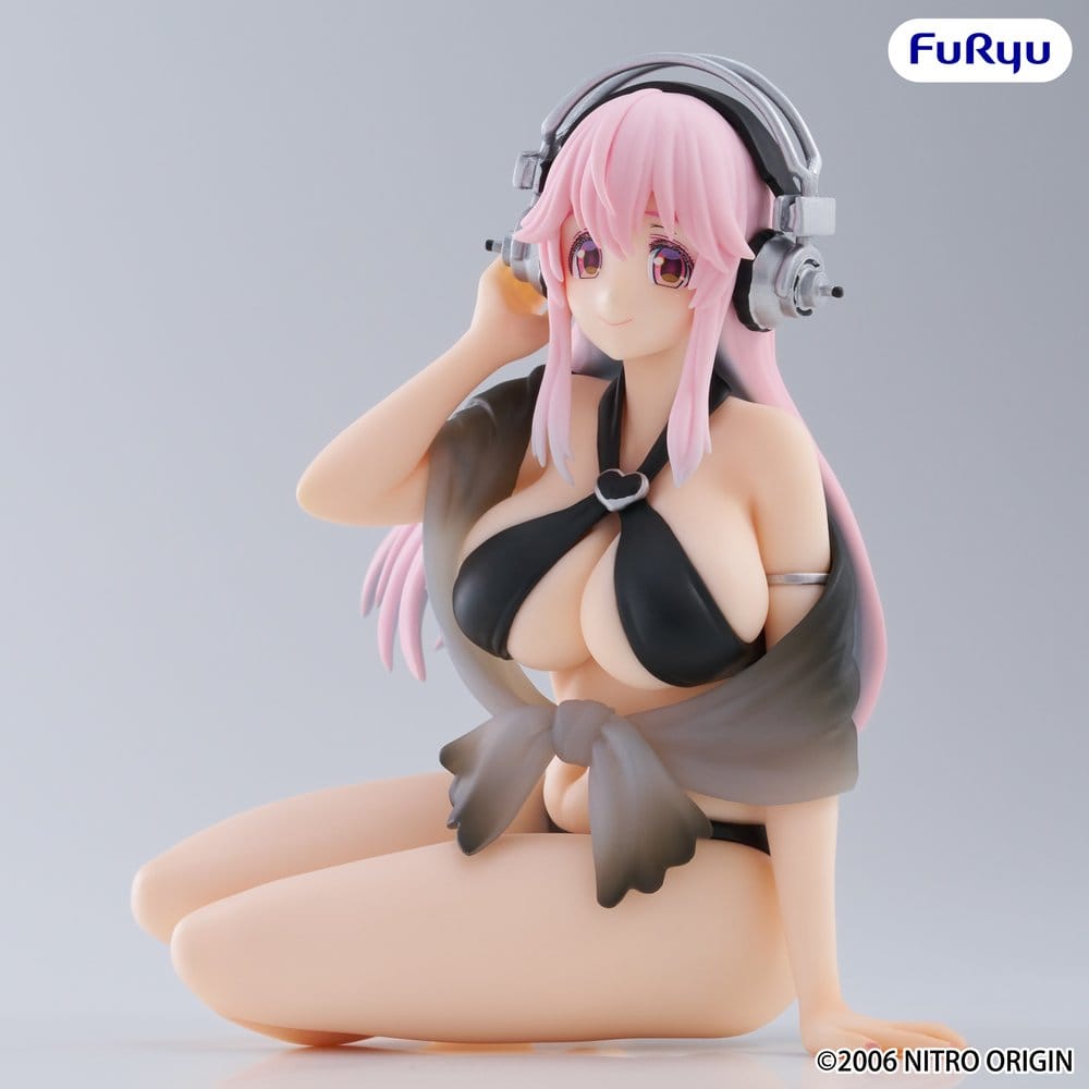 Super Sonico Noodle Stopper PVC Figure Super Sonico Swimsuit Black Color Ver. 10 cm